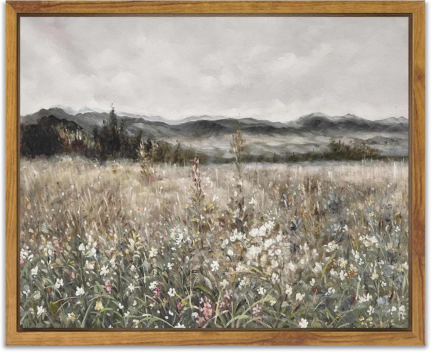 Wall Décor - SHENIFY 𝗙𝗿𝗮𝗺𝗲𝗱 Canvas Wall Art Vintage Classical Oil Painting Flower Field Room Decor for Bathroom Bedroom Living Room - 8