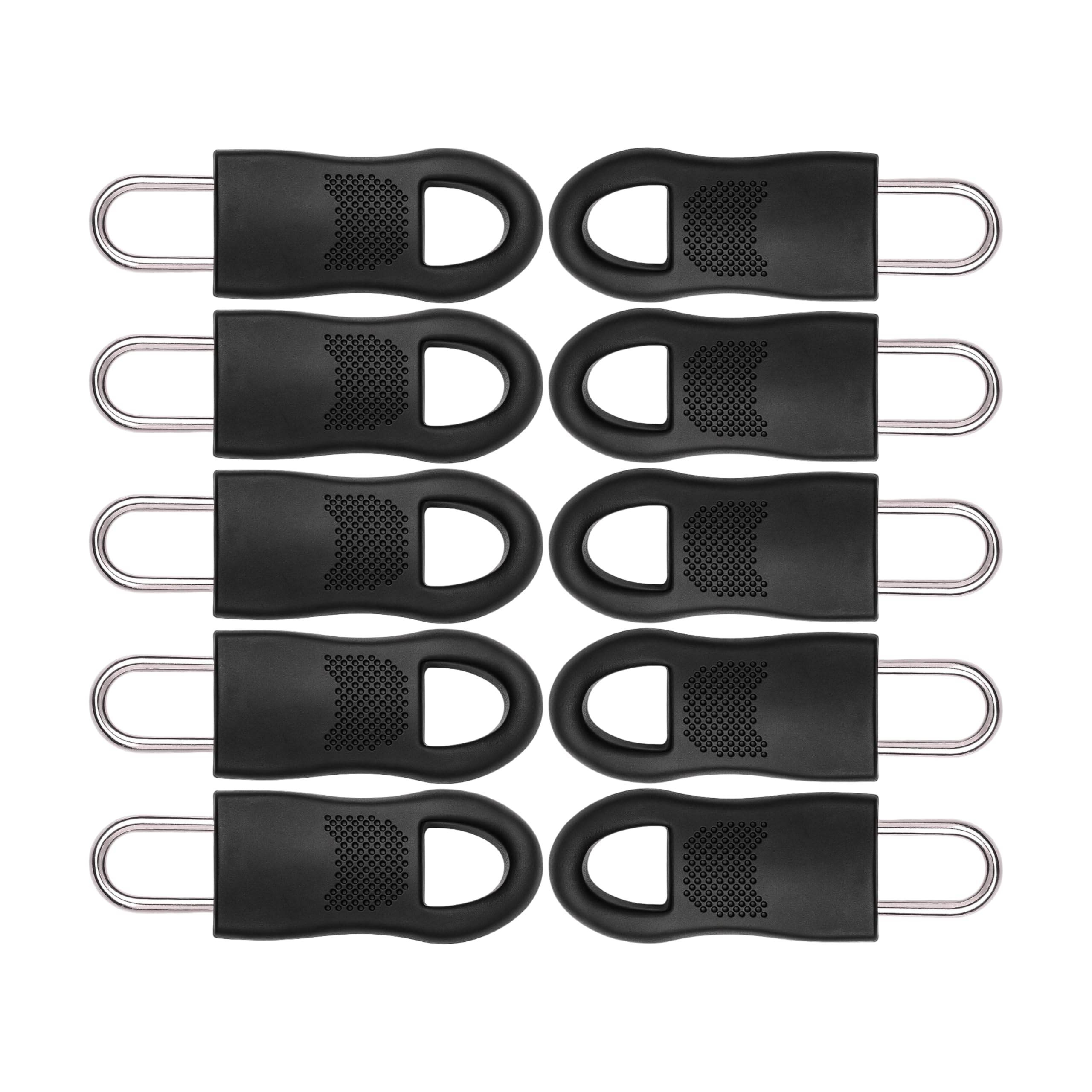Zipper Replacement Tags, Pack of 10, 35 mm / 1.4" Length Zipper Repair, Pluggable, Black Zip Pulls Replacement Zip, Spare Zip Slider for Coat, Suitcase, Jeans, Bag, Zip Puller Tabs, Zip Repair Puller