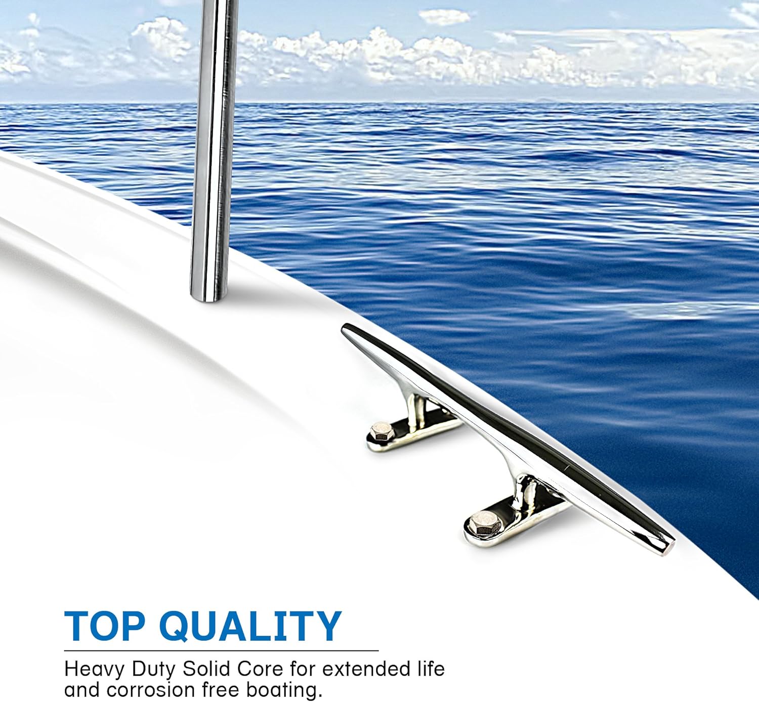 10” Polished Deck Cleat Heavy Duty 316 Marine Grade Stainless Steel : Sports & Outdoors