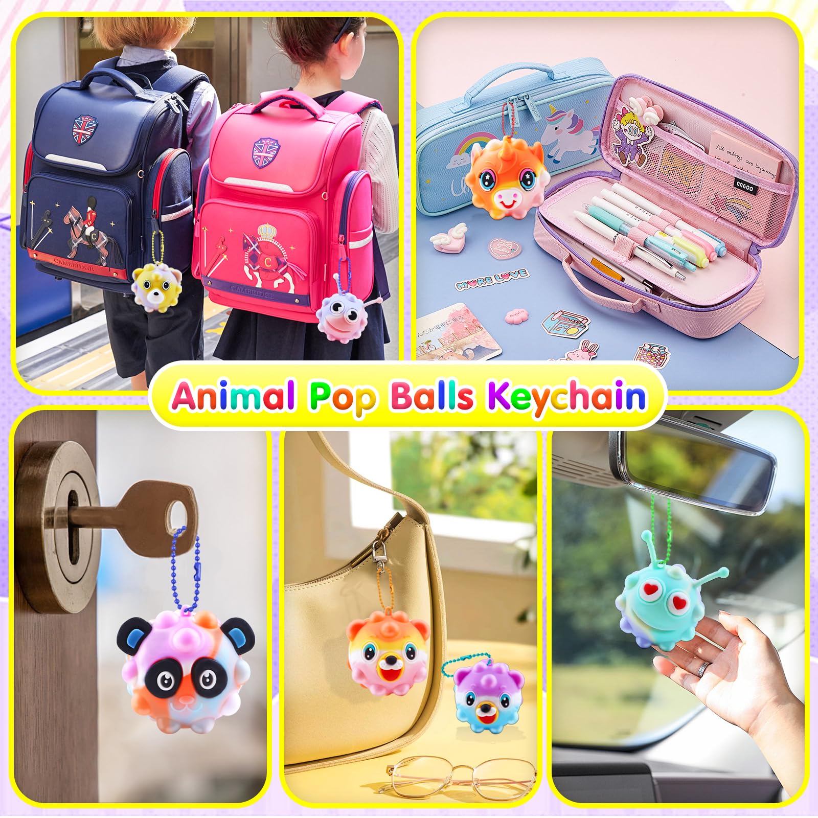 Party Favors for Kids,3D Animal Pop Balls Fidget Toys,Birthday Gifts,Goodie Bag Stuffers,Pinata Stuffers,Carnival Prizes,Treasure Box Toys,Prizes for Kids Classroom