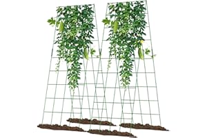 UrGROWA Cucumber Trellis 2 Pack, 59" H Foldable A-Frame Garden Trellis for Raised Bed Garden Grow Support with Plant Support Clips, Twist Ties for Cucumber,Tomato, Climbing Plants and Flowers