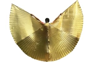 Wuchieal Women's Belly Dance Costume Isis Wings, Professional Dance Wings with Sticks