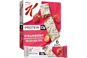 Kellogg's Special K Protein Meal Bars, 12g Protein Snacks, Meal Replacement, Strawberry, 9.5oz Box (6 Bars)