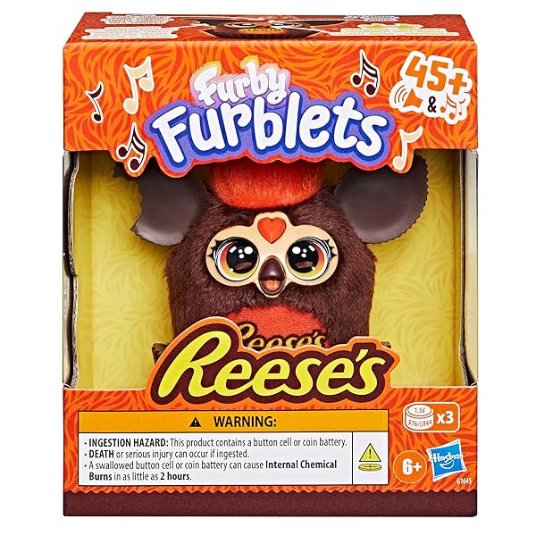 FURBY FURBLETS REESE’S PEANUT BUTTER CUP MINI 3-INCH ELECTRONIC PLUSH, CANDY TOYS FOR KIDS 6+
