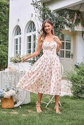 Floral Corset Dress for Women Ruched Bust