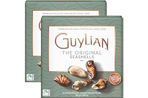 GuyLian Original Belgian Chocolate Seashells 250g Gift Box (Pack of 2): Each Contains Twenty-Two Pieces of Silky Smooth Seashell-Shaped Milk Chocolate with a Creamy Hazelnut Praliné Filling