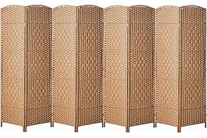 Cocosica 8 Panel Room Divider,6Ft Folding Privacy Screen,Tall - Extra Wide Foldable Panel Partition Wall Divider with Diamond Double-Weaved Hand-Woven Design Room Screen Divider