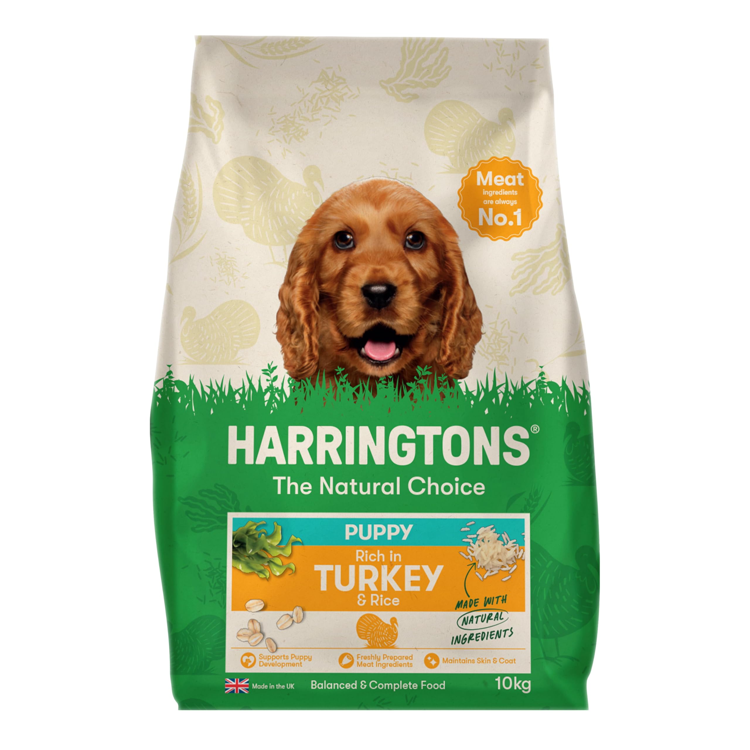 Harringtons Complete Dry Puppy Food Turkey & Rice 10kg - Made with All Natural Ingredients (Packaging may vary)