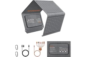 [Upgraded] MHPOWOS 40W Portable Solar Panel Charger with Triple Output (USB-C/USB-A/DC), 23% High-Efficiency & IP65 Water Resistant, Ultra-Compact Design for Backpack Camping Hiking Phone Power Bank