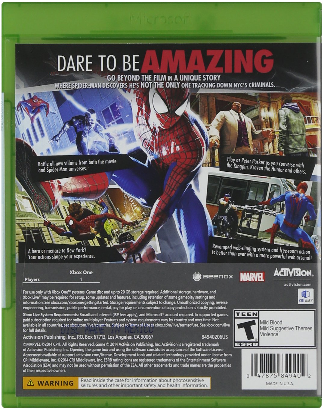 The Amazing Spider-Man 2 - Xbox One The Amazing Spider-Man 2 - Xbox One The Amazing Spider-Man 2 - Xbox One Xbox One PlayStation 4 Nintendo Wii U PC PC Download PC Download Code PlayStation 3 Xbox 360