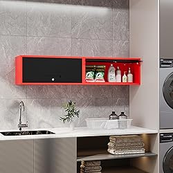 Fesbos Metal Storage Cabinet Black&Red Wall