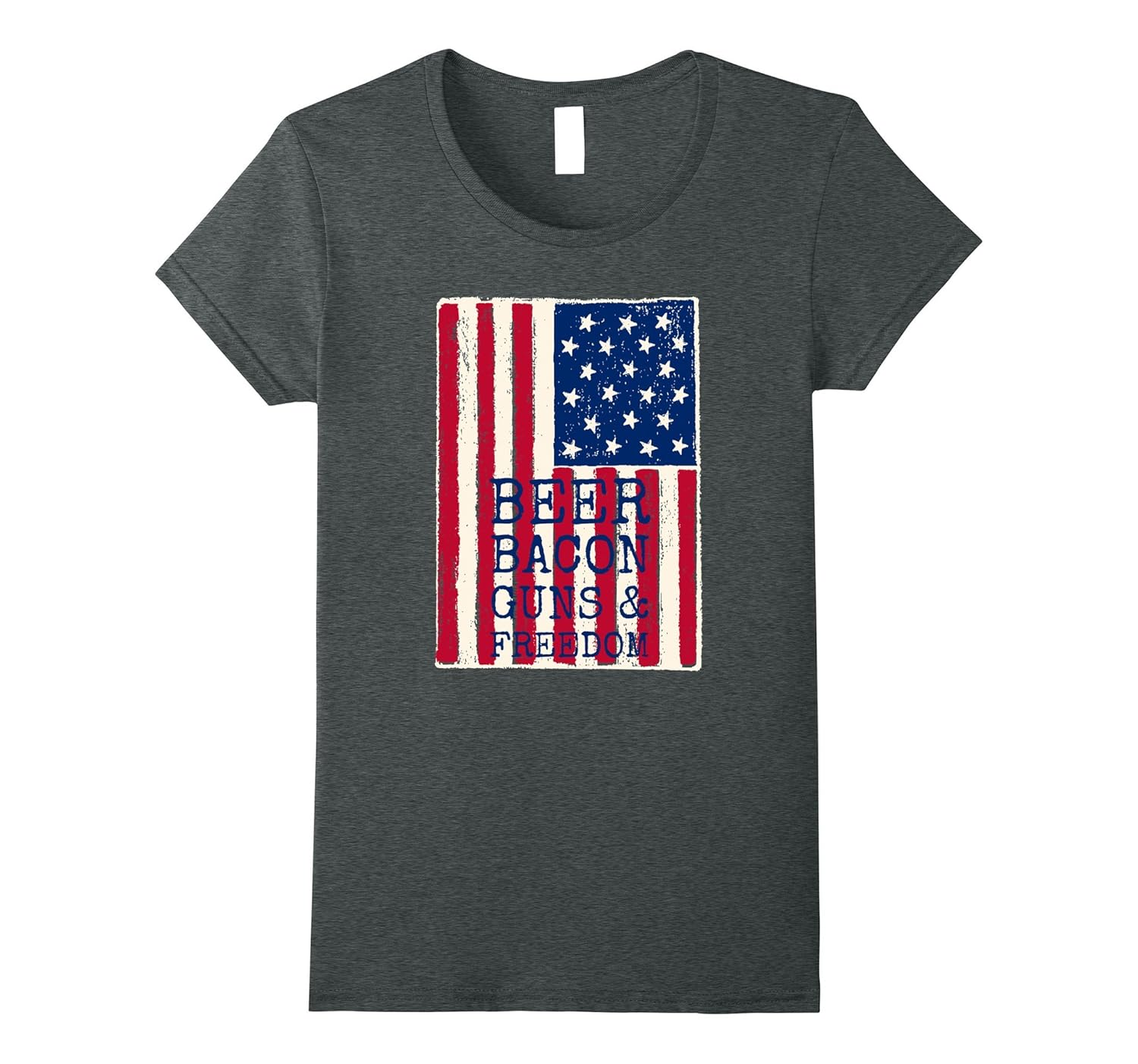 Beer Bacon Guns And Freedom Flag Distressed TShirt