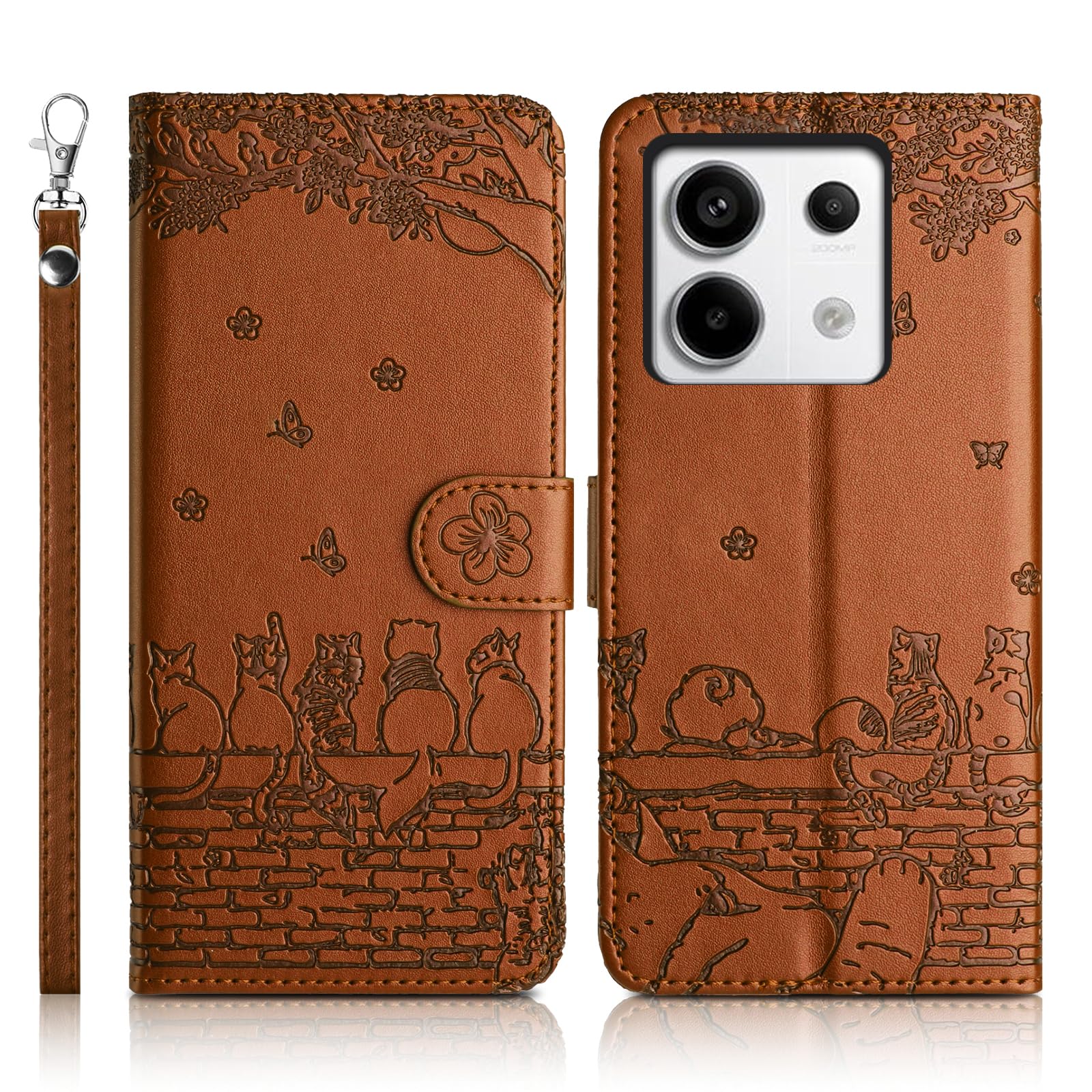 Succtopy Case for Xiaomi Redmi Note 13 Pro 5G - Premium PU Leather Flip Case with Magnetic Card Holder and Stand - Compatible Silicone Case - Brown
