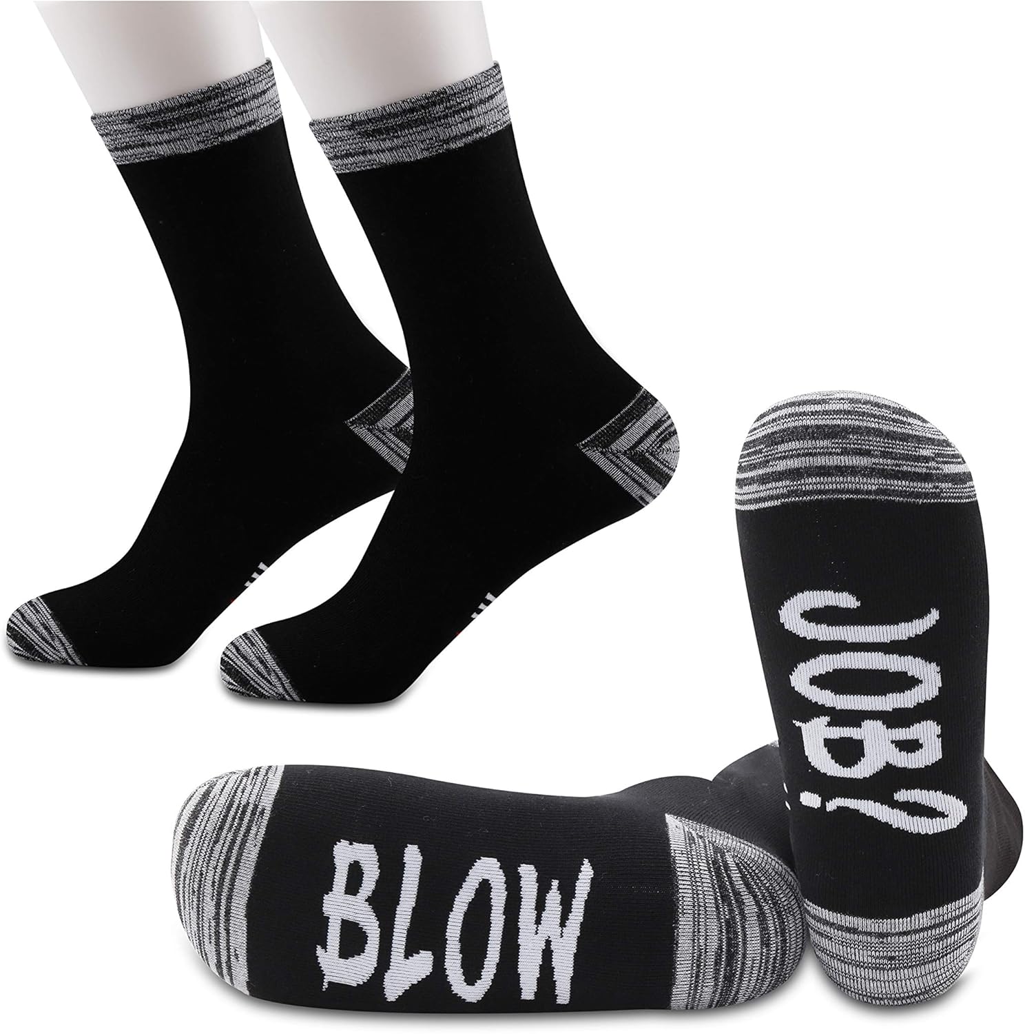 JXGZSO 2 Pairs Adult Humor Gift Blow Job Socks Funny Socks