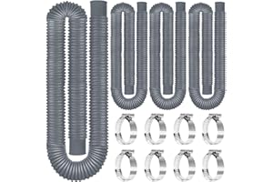 BTANADI Replacement Pool Hoses for Above Ground Pools 1 1/4, 59" Long Filter Pump Hose, 4 Pack Pool Pump Hose with 8 Metal Clamps (Grey)