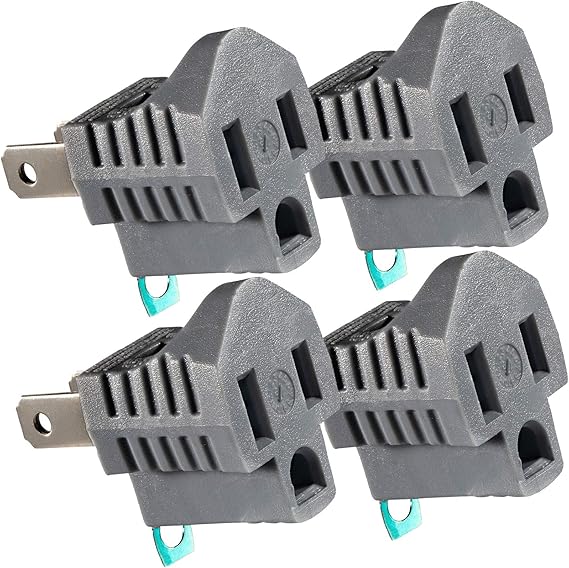 Maximm Polarized Grounding Adapter (4Pack) Grey, 2 Prong Grounding