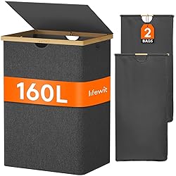 Lifewit 160L Double Laundry Hamper with Lid, Extra