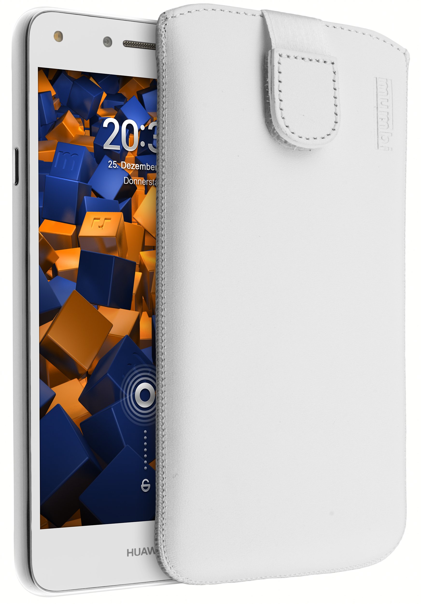 mumbi Genuine Leather Case Compatible with Huawei Y5 II White