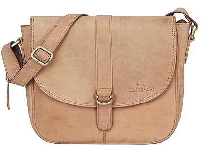 LEADERACHI Hunter Brown Leather Crossbody Sling Bag