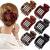 Obeoby 6 PCS Flat Claw Clips for Women, French Flat Hair Clips Large Hair Barrettes Accessories (Tortoiseshell)