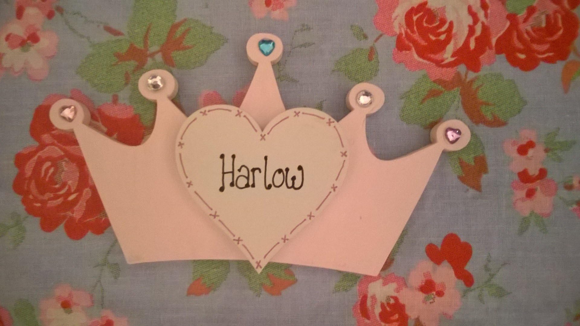 HANDMADE SHABBY CHIC PRINCESS CROWN PERSONALISED NAME DOOR HANGER PLAQUE SIGN