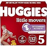 Huggies Size 5 Diapers, Little Movers Baby Diapers, Size 5 (27+ lbs), 132 Count (2 Packs of 66), Packaging May Vary
