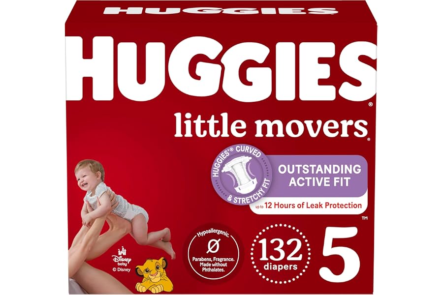 Huggies Size 5 Diapers, Little Movers Baby Diapers, Size 5 (27+ lbs), …