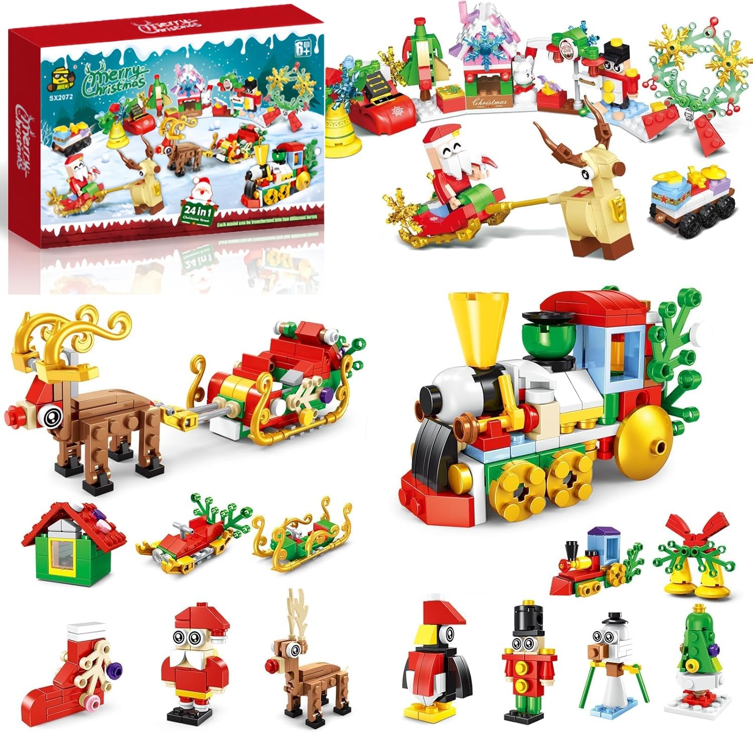 Advent Calendar 2025 Christmas Building Blocks Calendar,24 Days Xmas Countdown Blocks with Snow Man Santa Blocks for Teen Surprise Gift Box,24 In 1 Building Blocks Xmas Holiday Gifts for Adults Kids