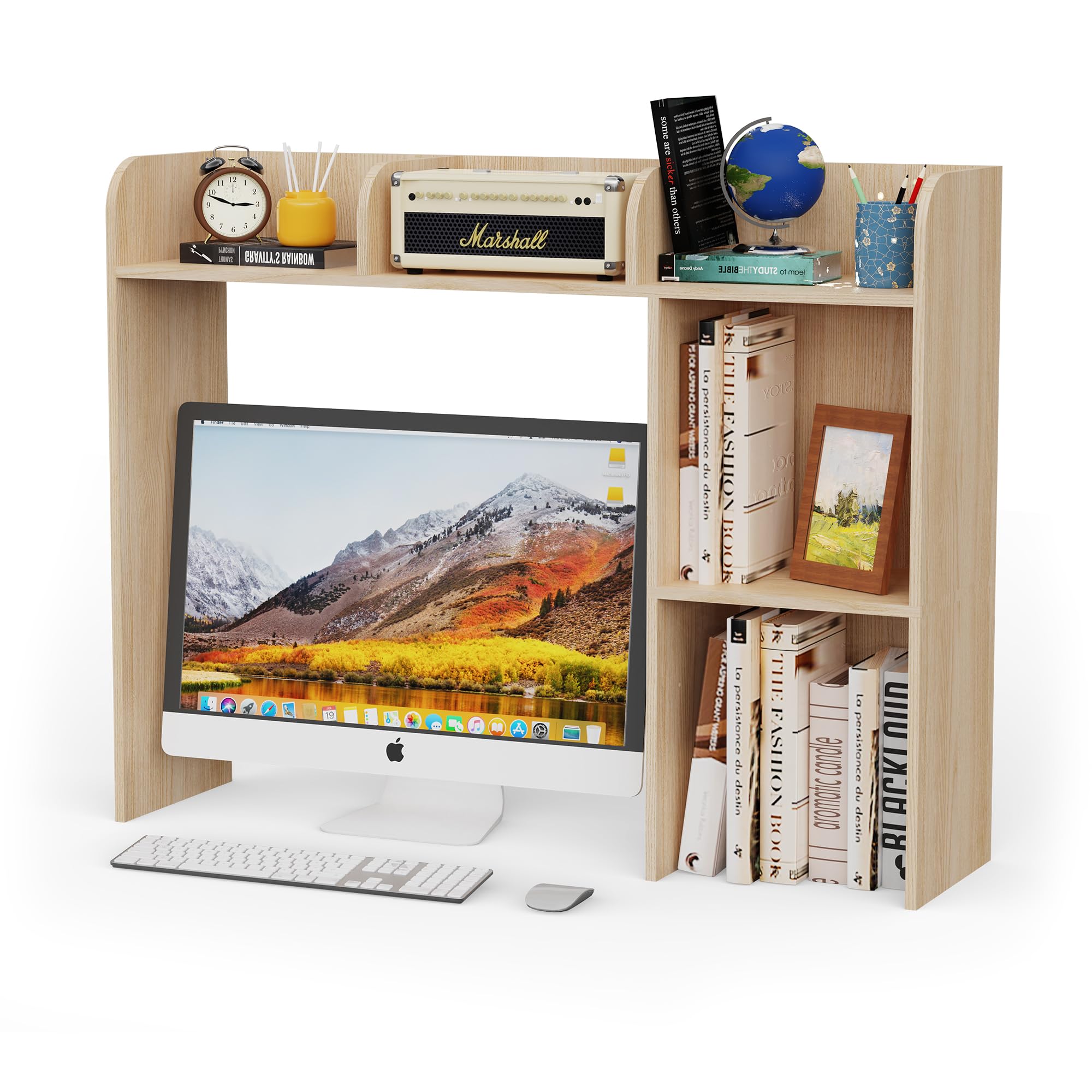 Desktop Bookshelf, Countertop Storage Hutch With 4 Shelves For Computer Desk, Desktop 2-Tier - View #6