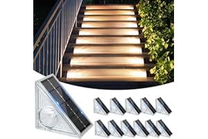 Ellasay Stair Lights Outdoor 12 Pack,10 Color Modes Solar Step Lights for Outside, Waterproof IP67 Solar Lights for Garden Stair,Patio,Deck,Yard,Front Step, Front Porch Decor