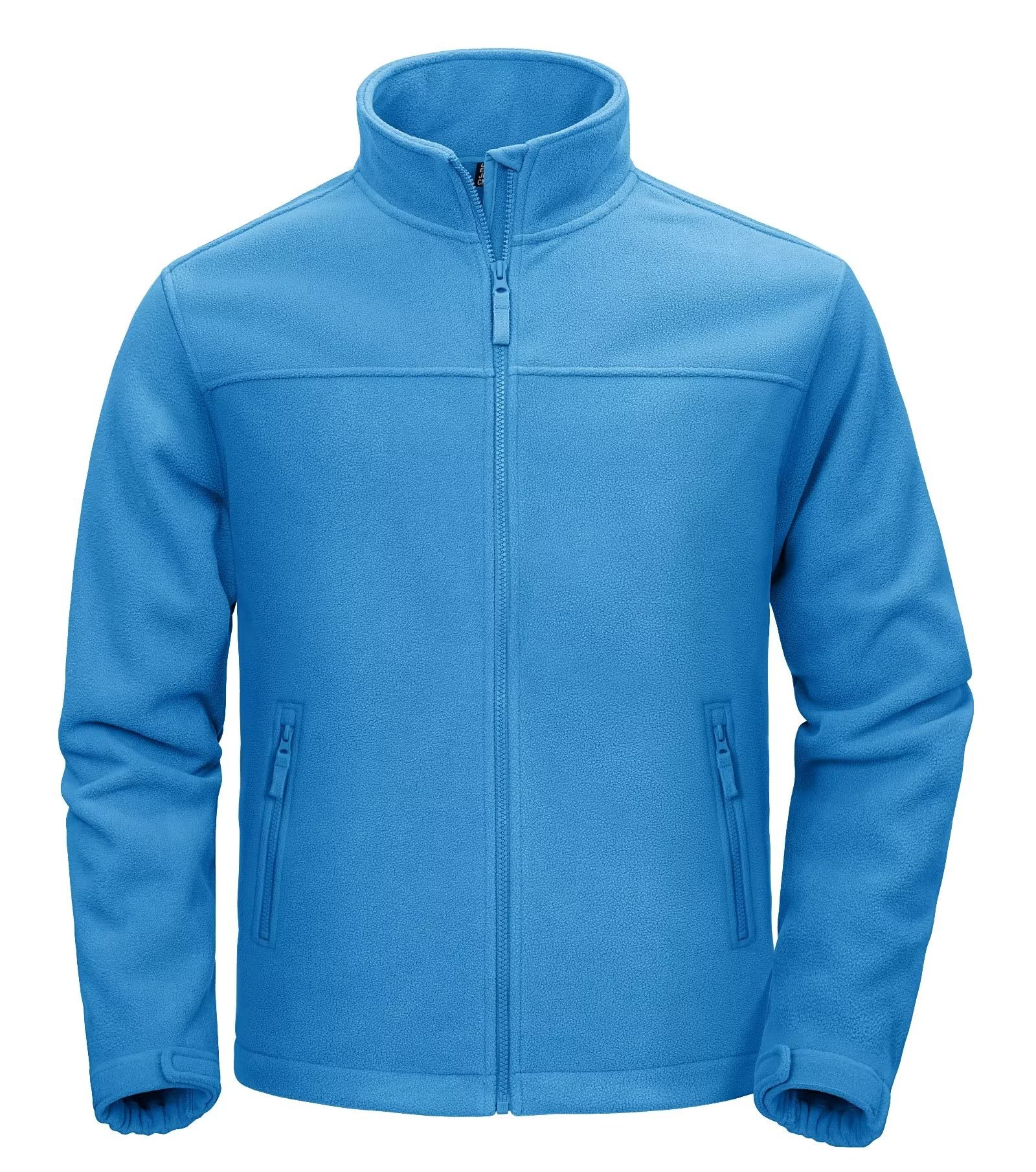 Photo 1 of MAGCOMSEN Full Zip Fleece Jacket Men Fleece Zip Up Lightweight Jackets Polar Fleece Casual Soft Golf Fall Jacket Coat Azure S