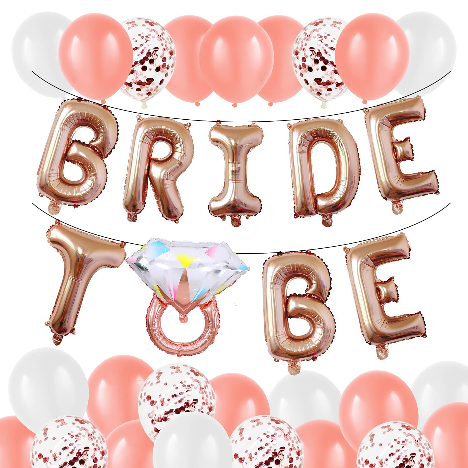 onehous Hen Party Decoration Set, Rose Gold Balloons with BRIDE TO BE Banner, Latex & Confetti Balloons, Photo Booth Props, Bachelorette, Bride-to-be Party Supplies, 31pcs