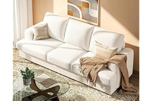 KKL 89 Inches Loveseat Sofa, Comfy Cloud Couch with Deep Seats, 3 Seater Couches for Living Room, Bouclé Fabric, Wood Frame, Easy Assembly, Beige