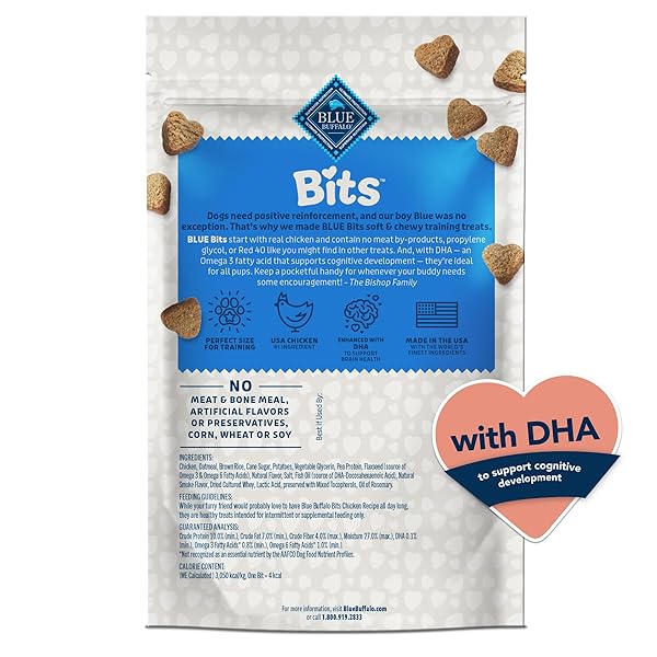 BLUE BUFFALO BITS SOFT DOG TREATS FOR TRAINING, MADE WITH NATURAL INGREDIENTS & ENHANCED WITH DHA, CHICKEN RECIPE, 11-OZ BAG