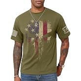 KESIHAN American Flag Skull Punisher Shirt Men's Patriotic Graphic T-Shirt | American flag skull graphic, round neck 100% cotton T-shirt, regular style, suitable for daily or patriotic activities.