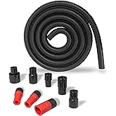 10 Foot Long Dust Collection Power Tool Hose Kit with 8 Attachments