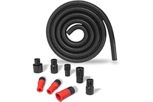 PEACHTREE WOODWORKING SUPPLY 10 Foot Long Dust Collection Power Tool Hose Kit with 8 Fittings/Attachments for Multiple Types/Brands of Power Tools and Work Shop Vacuums Featuring Sili Flex Fit Fittings (Hose w/ 8 Fittings)