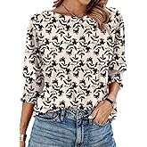 IECCP 3/4 Length Sleeve Womens Tops Summer 2026 Fashion Trendy Boat Crew Neck Smocked Work Dressy Casual T Shirt Blouses