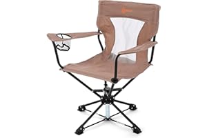 ARROWHEAD OUTDOOR 360° Degree Swivel Hunting Chair Stool Seat, Perfect for Blinds, No Sink Feet, Large Cup Holder, Carrying Case, Steel Frame, Camo, Fishing, High-Grade 600D Canvas, USA-Based Support
