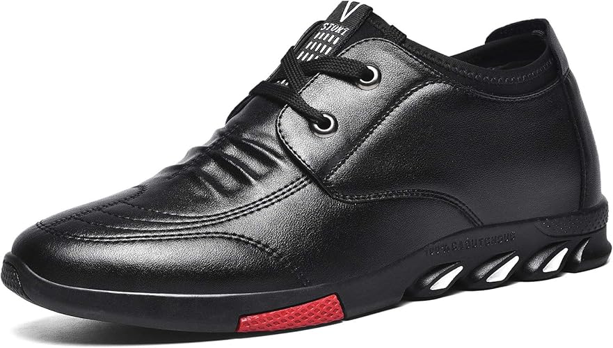 Amazon Tidelion シークレットシューズ メンズ 6cmup 背が高くなる靴 身長アップ靴 厚底シューズ 身長高くなる靴 革靴 黒 レースアップシューズ