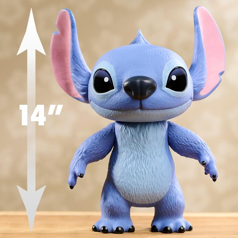 Disney Stitch Live-Action 35,6 cm große Larger Than Life Vinylfigur, 3 Artikulationspunkte für Spiel und Display, bewegliche Figur, Kinderspielzeug ab 3 Jahren