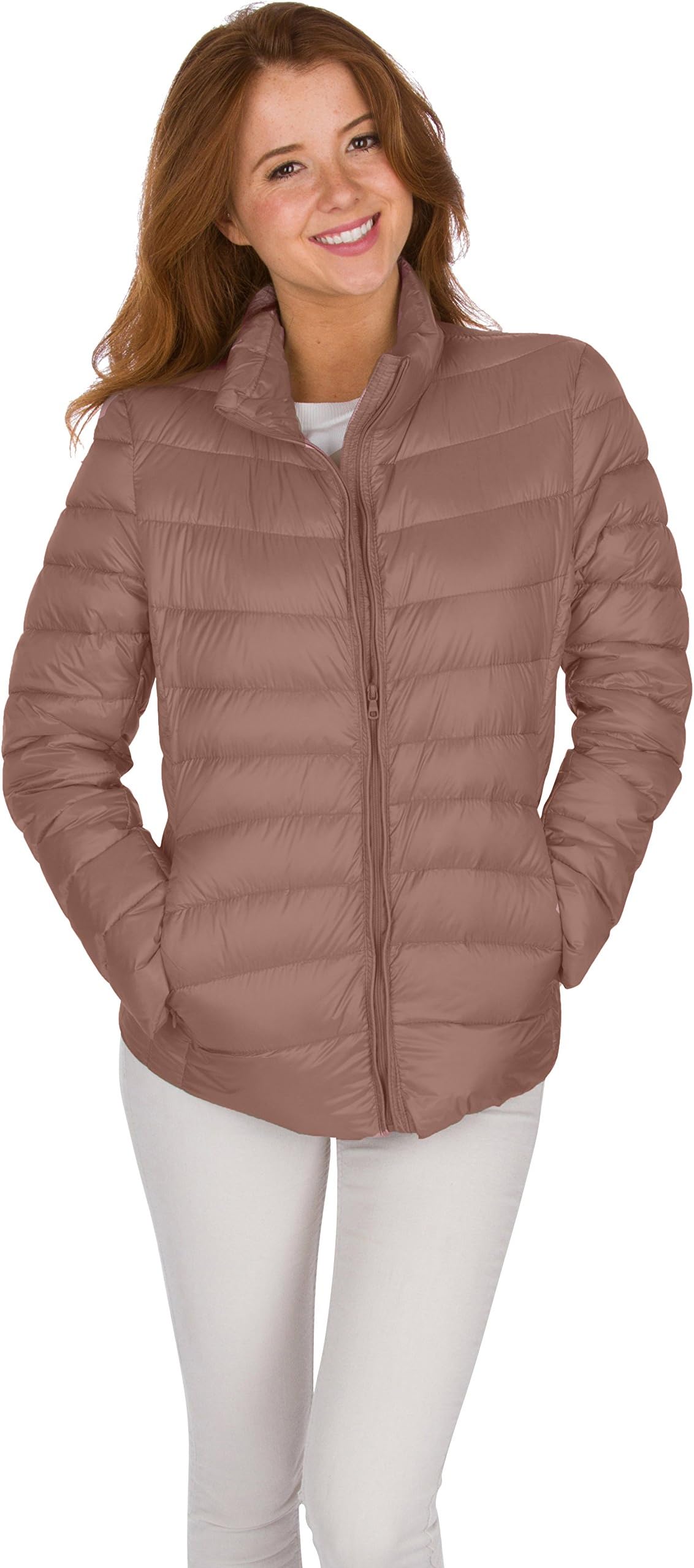 JJMG Women's Packabe Ultra Light Weight Down Coat Short Jacket Outwear Blazer