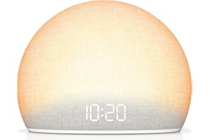 HOUSBAY Sunrise Alarm Clock, White Noise Sound Machine for Bedroom | Natural Wake-Up Light with Gentle Alarm Sounds, 20 Soothing Sleep Aids, Dimmable Display, Screen-Free Design