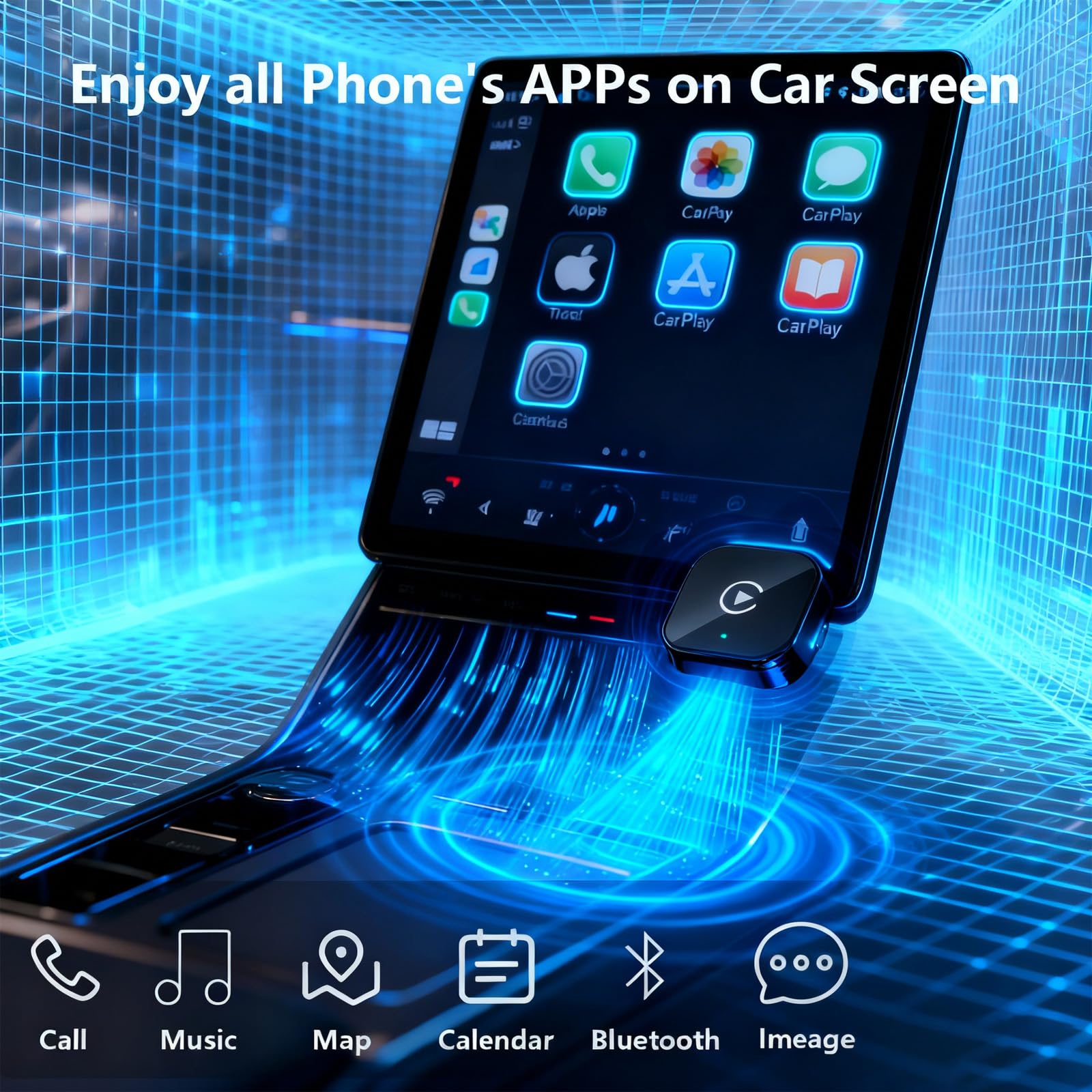 Wireless CarPlay Adapter for Apple iPhone ＆Android Small Size, (New Update) Plug and Play, Fast and Stable Connection Wireless Adapter for CarPlay＆Android