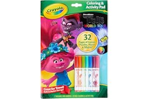 Crayola Trolls World Tour Color & Activity Pad, 32 Coloring Pages and 7 Mini Washable Markers Markers, Trolls 2 Gift for Kids, Ages 3+