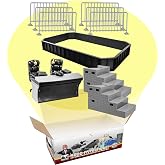 Wrestling Ring &amp; Arena Deal for Wrestling Action Figures | Build a Complete Arena with a 33 x 20 Inch Barricade, Breakable Ring Steps, Commentator Table &amp; 6 Guardrails
