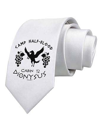 Tooloud Camp Half Blood Cabin 12 Dionysus Printed White Neck Tie