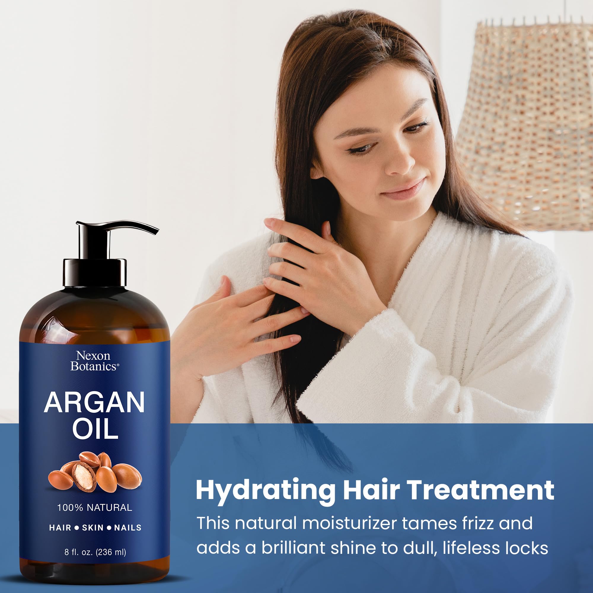 Argan Oil for Hair Growth 8 fl oz - 100% Natural Moroccan Argan oil for Face, Body, Skin and Nails - Aceite de Argan