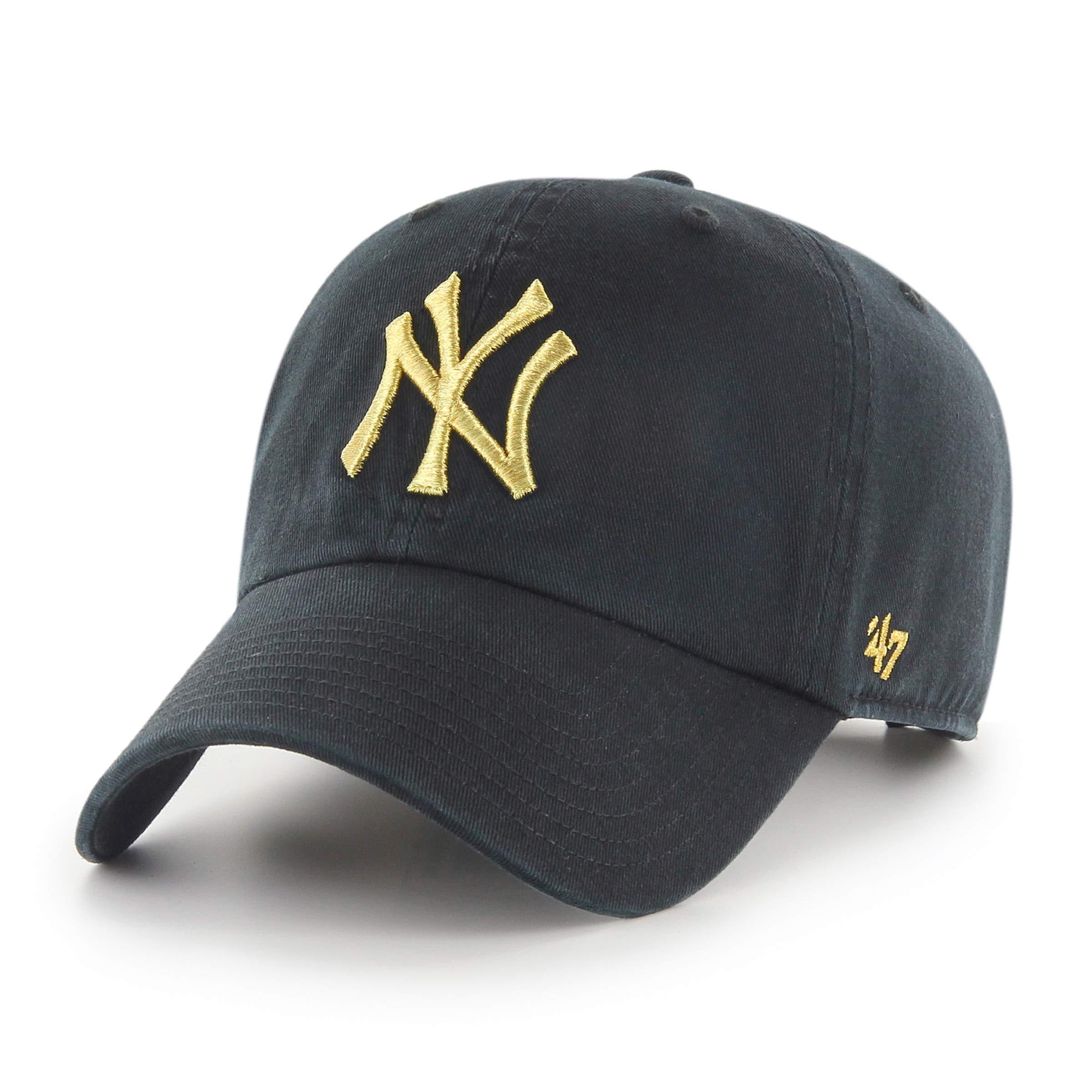 Photo 1 of '47 New York Yankees Brand Metallic Clean Up Slouch Fit Dad Hat (Black)