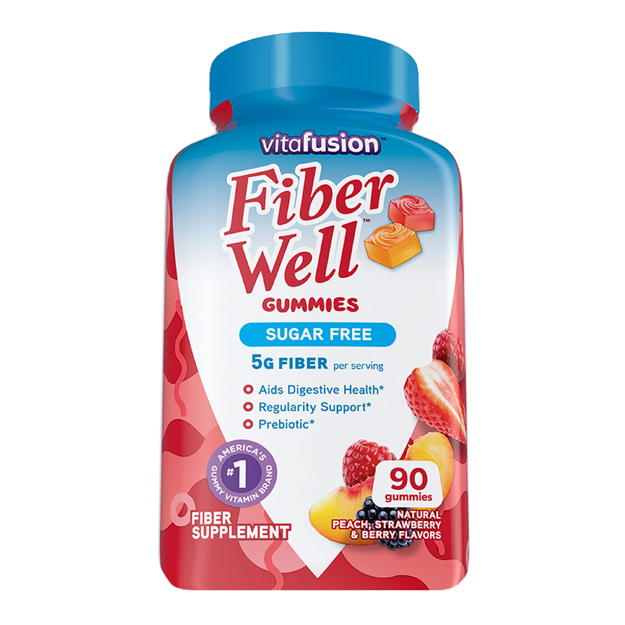 Vitafusion Fiber Well Sugar Free Fiber Supplement & Adult Gummy Vitamins for Men